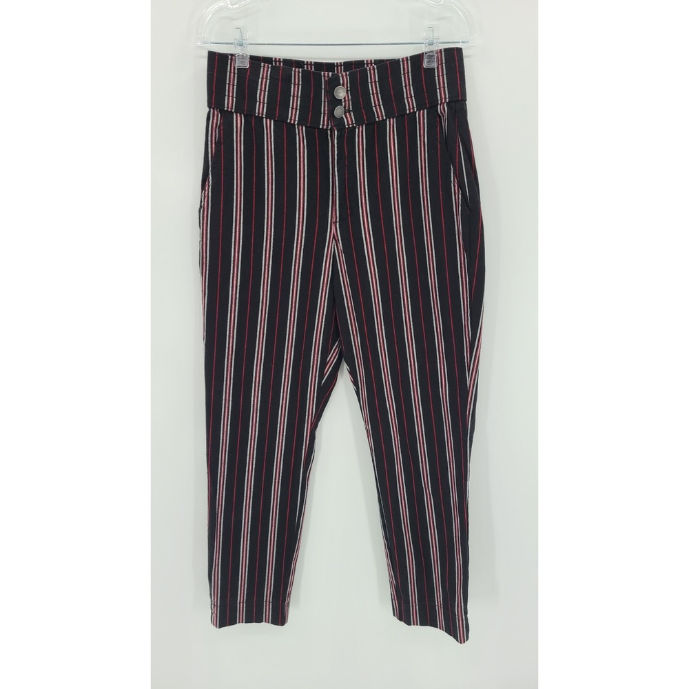 Hollister Women's Navy Blue Red White Striped Pants Size Medium Nautical Preppy